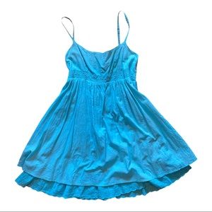 Xhiliration l Blue Lace Eyelet Hemline Lined Dress w Adjustable Straps - small